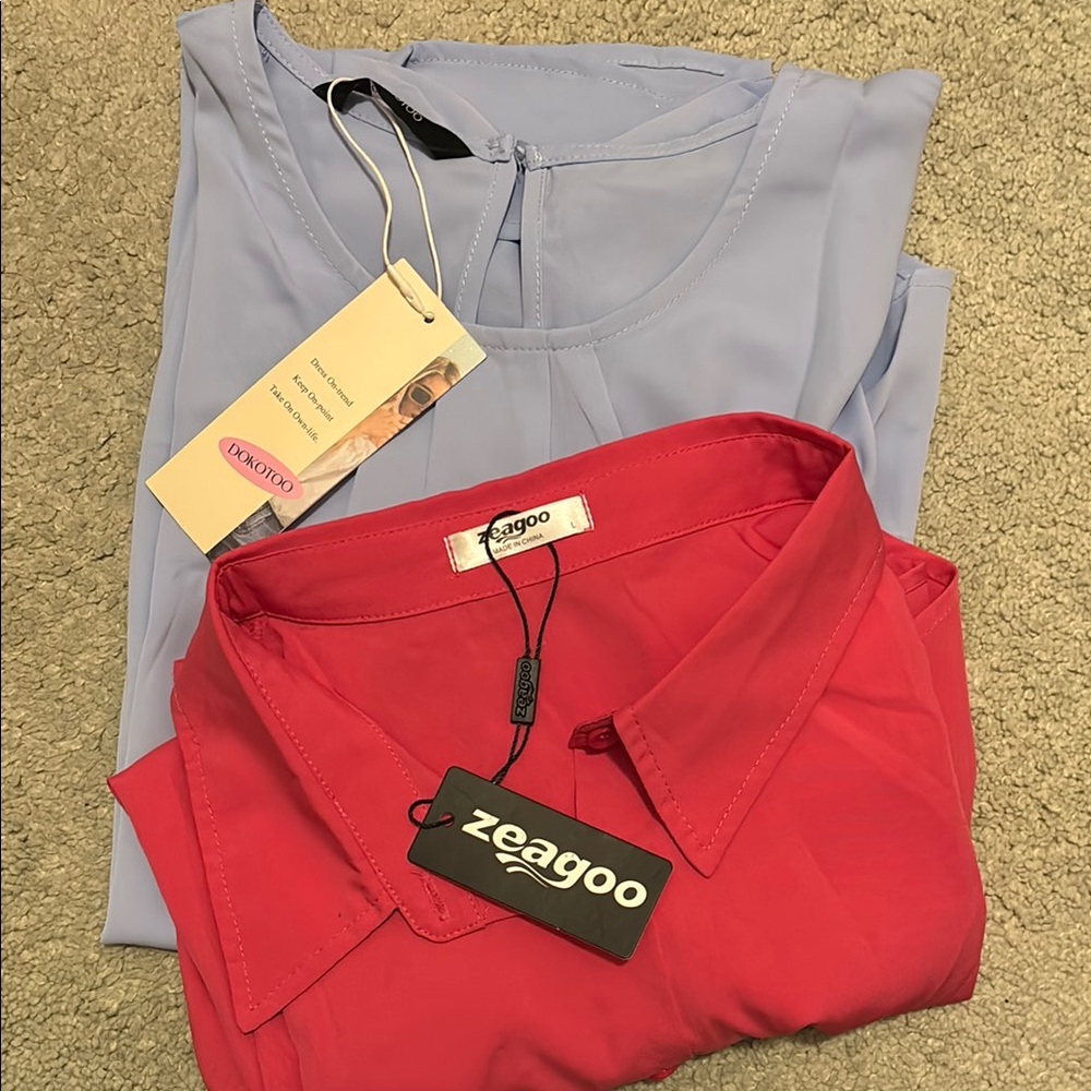 Two Women’s Pink and Sky Blue Blouses NWT